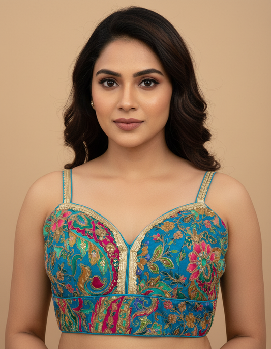 Floral Embroidered Corset Blouse