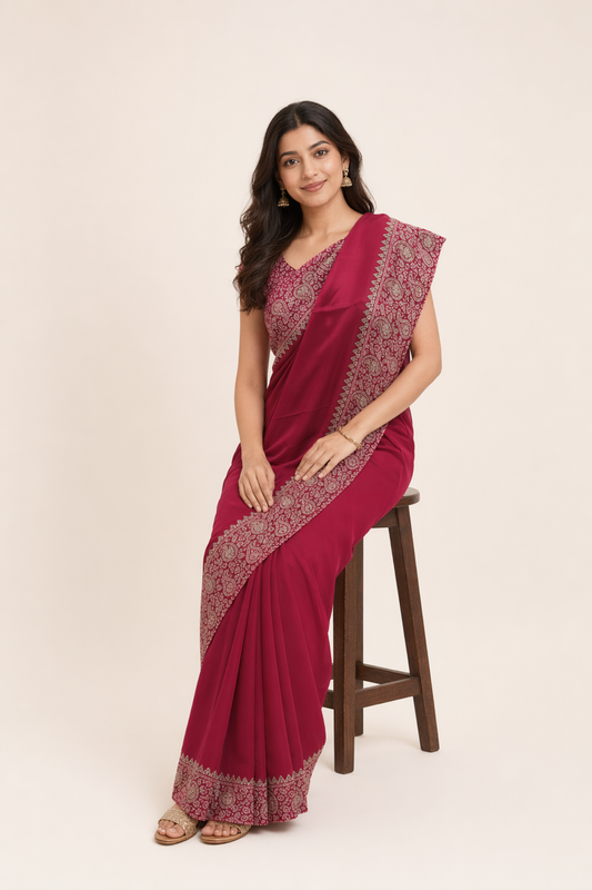 Ajrakh Model Tussar Silk Saree for Office & Daily Wear