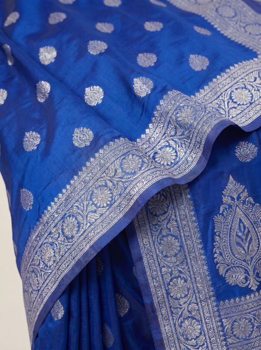 Blue Banarasi Semi Silk Saree for Festival & Wedding Wear