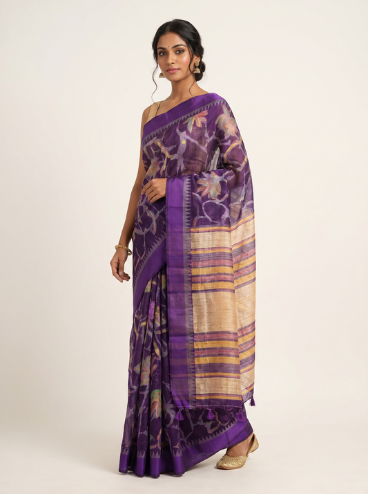 Celebrity Print Organza Saree for Festival & Party Wear
