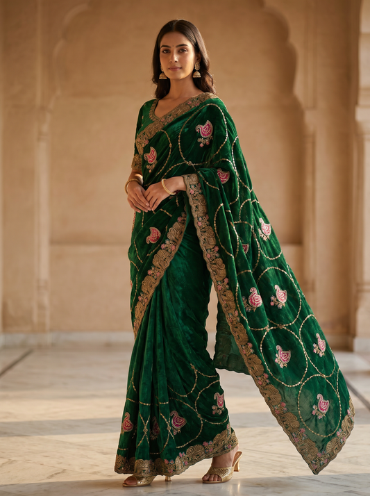 Green Tussar Silk Monika Saree for Festival & Traditional Wear