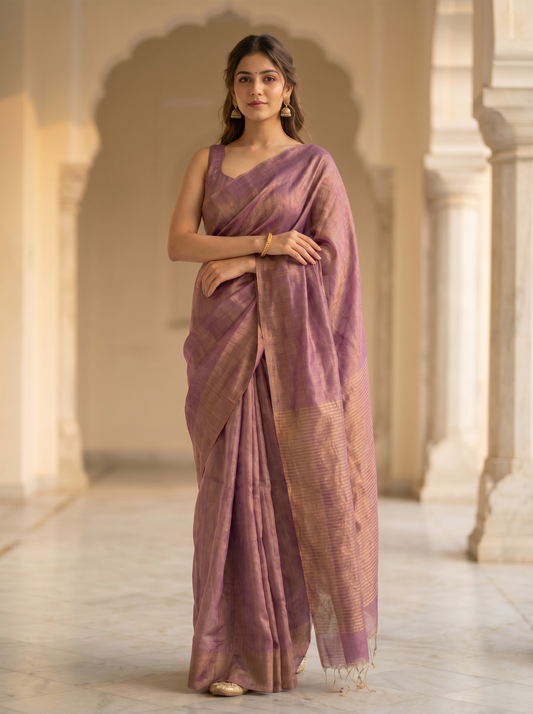 Linen Tissue Jamdani Saree – Lavender