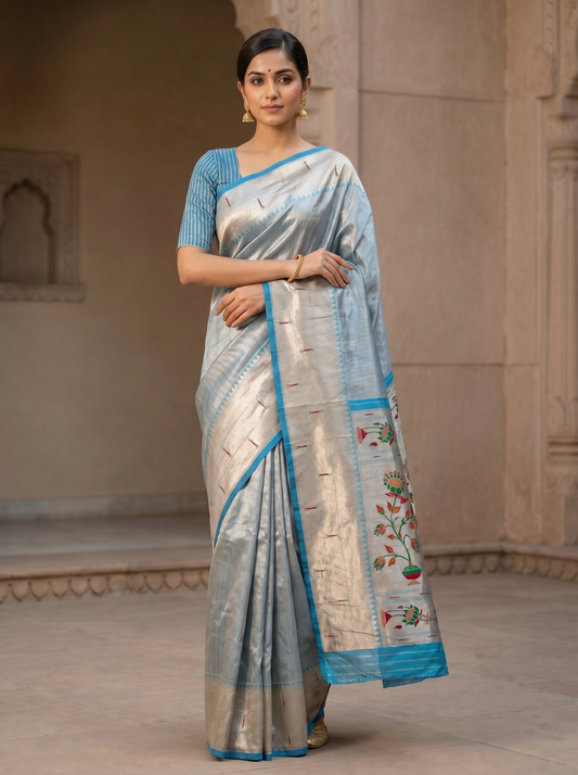 Soft Muniya Paithani Paithani Silk Saree