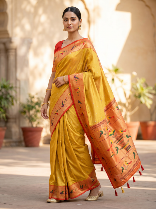 Lotus Bamboo Tussar Silk Saree