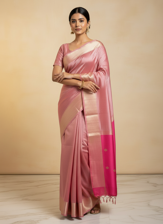 Pink MS Silk Saree for Festival & Wedding Wear