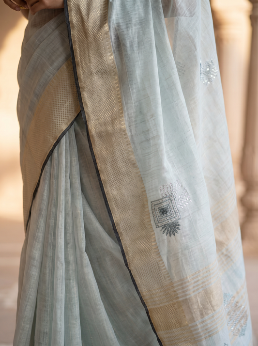 Sky Blue Sonata Georgette Saree for Office & Daily Wear