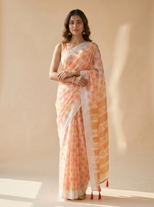 Chiffon Saree With Pattern Print