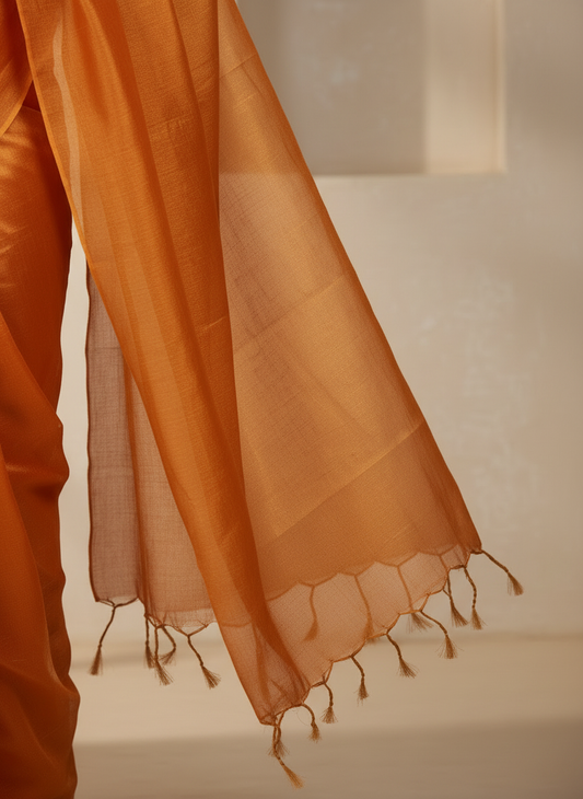 Orange Raga Tissue Silk Saree for Office & Daily Wear