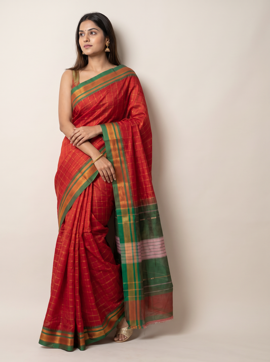 Box Star Irrakal Silk Cotton Saree with Temple Tower Pallu