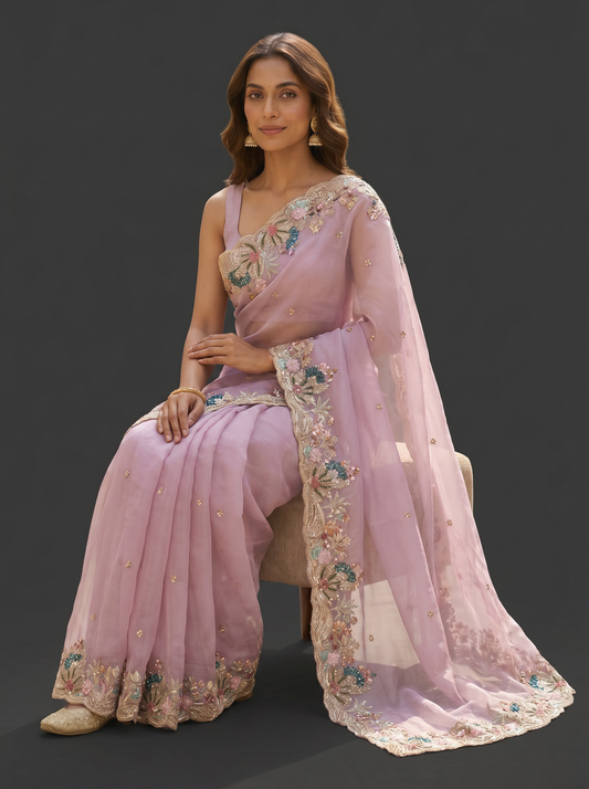 Shimmer Lycra Tissue Shimmer Saree for Party Wear & Festive Styling