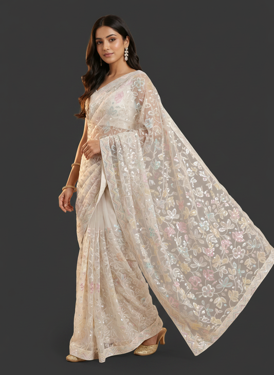 Sequence Floral Organza Saree