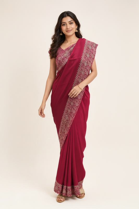Ajrakh Model Tussar Silk Saree for Office & Daily Wear