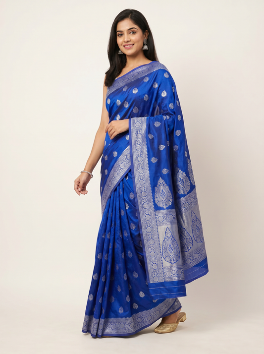 Blue Banarasi Semi Silk Saree for Festival & Wedding Wear