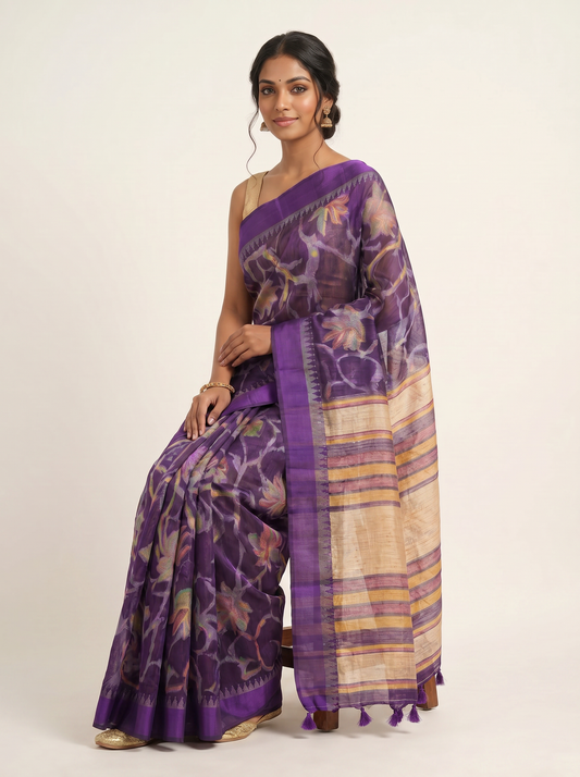 Celebrity Print Organza Saree for Festival & Party Wear
