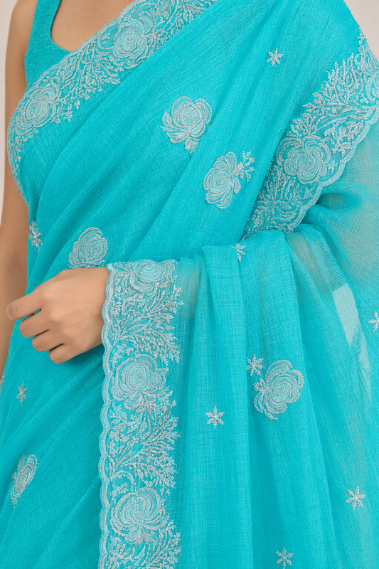 Georgette Saree with Embroidery Design for Office & Daily Wear