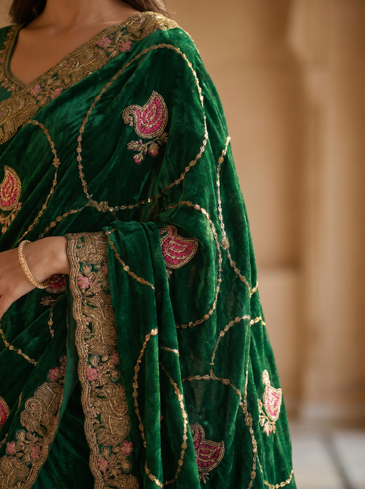 Green Tussar Silk Monika Saree for Festival & Traditional Wear