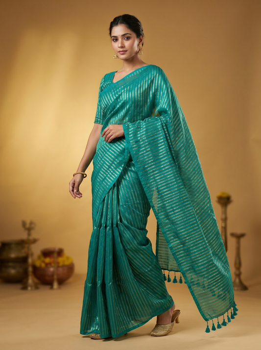 mul cotton tissue strips Saree