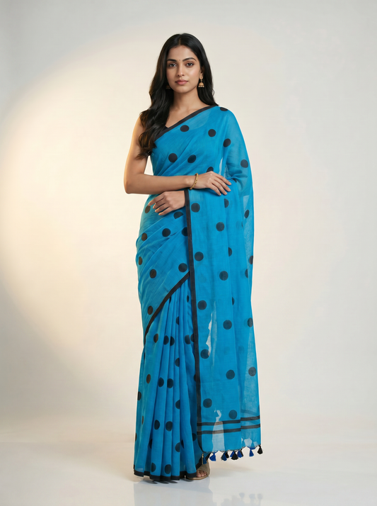 Mul Cotton Polka Dot Saree