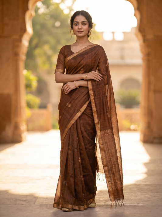 Matka Silk Jamdani With Silk Mark Mul Cotton Saree