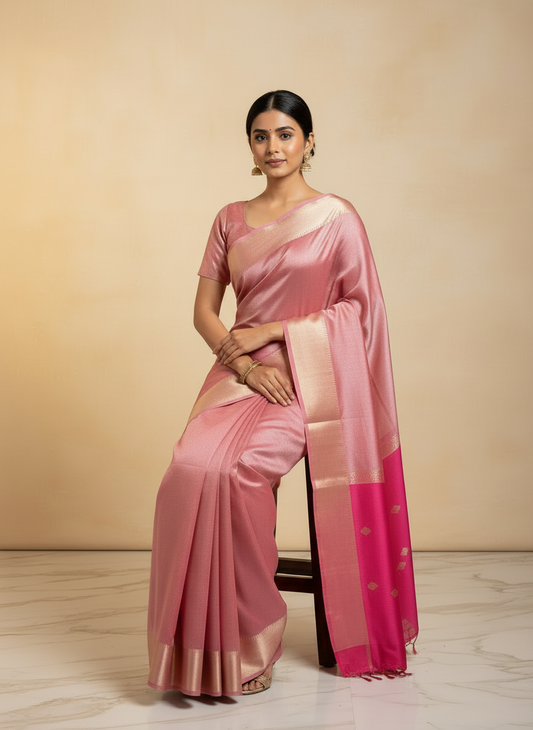 Pink MS Silk Saree for Festival & Wedding Wear
