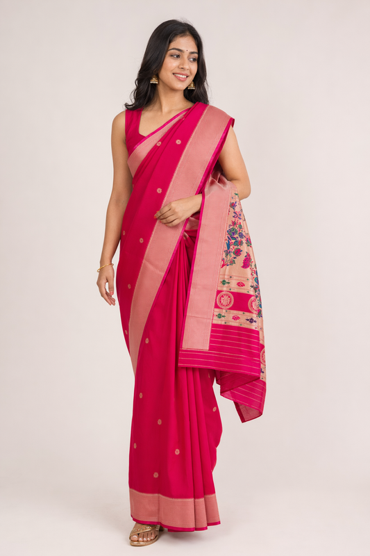 Kalanjali Paithani Silk Saree with Zari Weaving