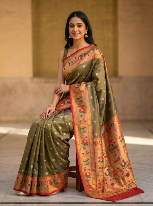 Lotus Bamboo Tussar Silk Saree for Festival & Traditional Wear