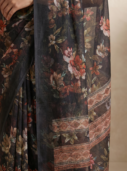 Multicolor Chiffon Digital Print Saree for Office And Daily Wear