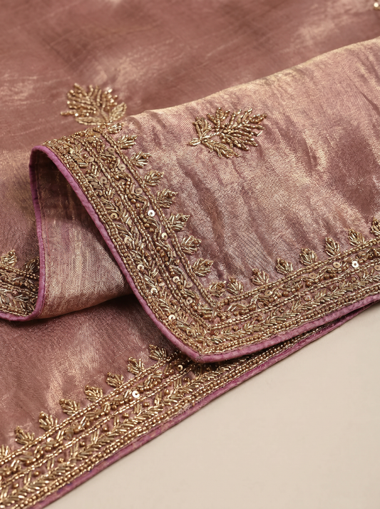 Green Lavender & Purple Nakshatra Tissue Silk Saree for Party Wear