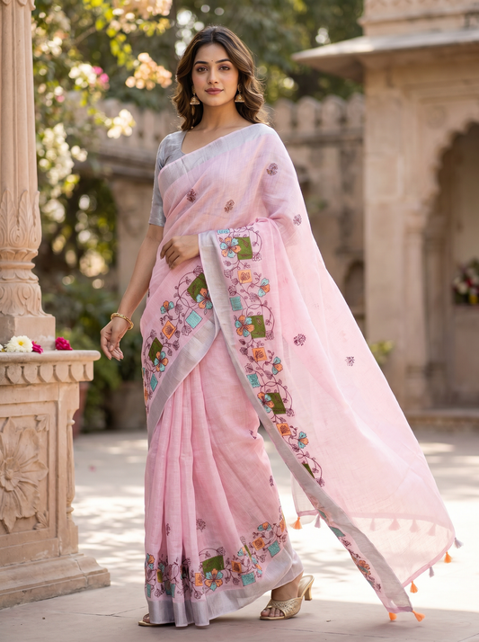 Pink Florina Georgette Saree for Office & Daily Wear