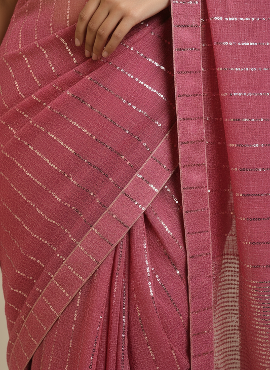 Pink Taara Georgette Saree for Party Wear