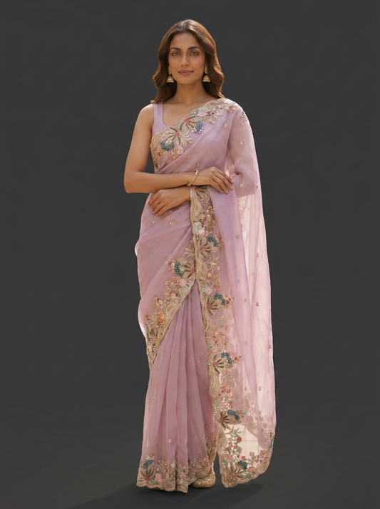 Shimmer Lycra Tissue Shimmer Saree for Party Wear & Festive Styling