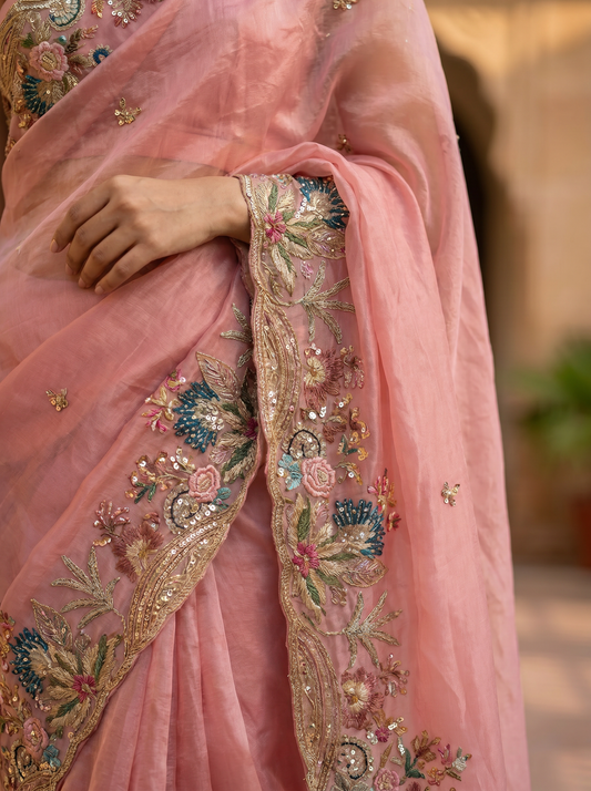 Shimmer Lycra Tissue Shimmer Saree for Party Wear & Festive Styling