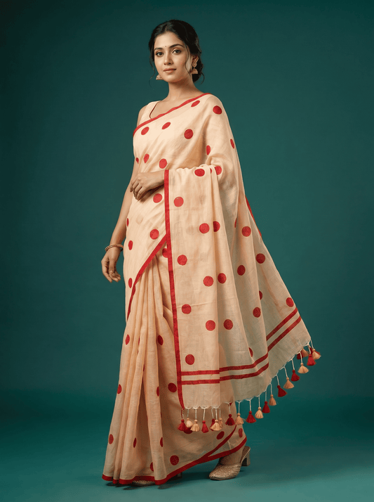 mul Cotton polka dots Saree